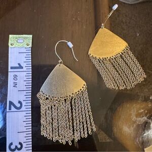 Elegant Gold Fan shaped Tassel fringe Earrings